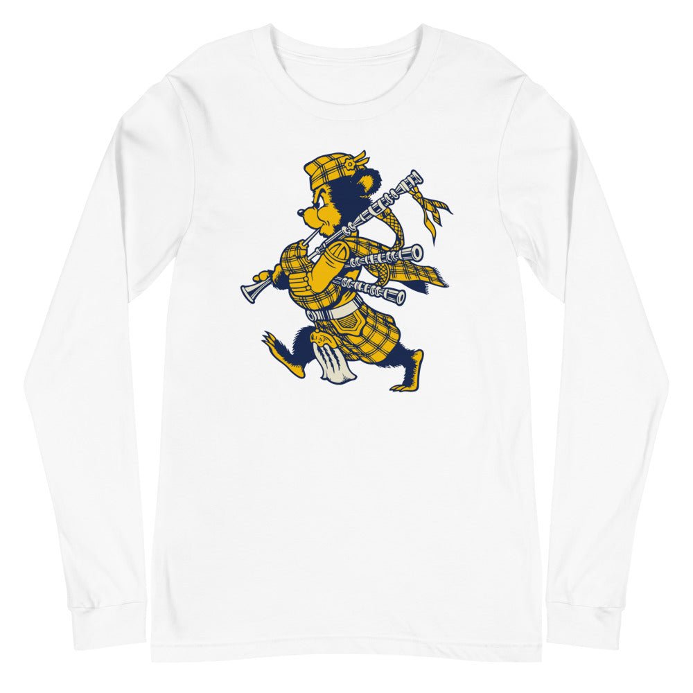 Vintage UC Riverside Long Sleeve Shirt - 1950s Highlander Bagpipe Bear Art Long Sleeve Shirt - Rivalry Week