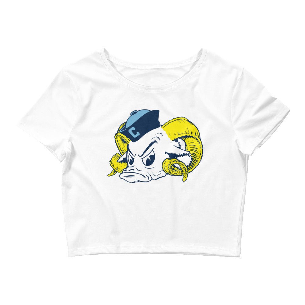 Vintage UNC Crop Top - 1950s Sailor Tarheel Mascot Art Crop Top - Rivalry Week