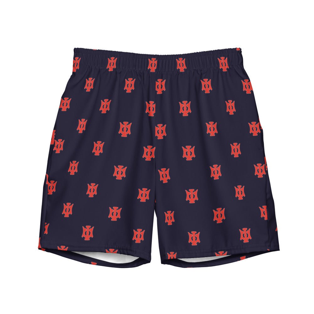 Vintage University of Illinois Swim Trunks - 1800s U of I Illinis Blue Pattern Swim Trunks - Rivalry Week