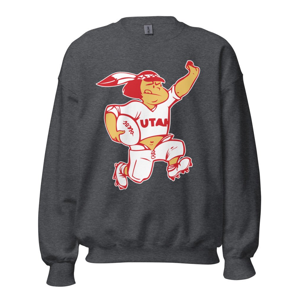 Vintage Utah Football Crew Neck Sweatshirt - 1940s Utes Running Back Art Sweatshirt - rivalryweek