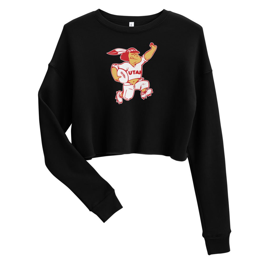 Vintage Utah Football Women's Cropped Sweatshirt - 1940s Utes Running Back Art Cropped Sweatshirt - rivalryweek