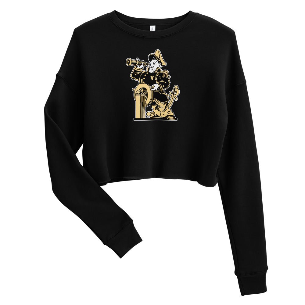 Vintage Vanderbilt Women's Cropped Sweatshirt - 1950s Commodore Mascot Art Cropped Sweatshirt - rivalryweek