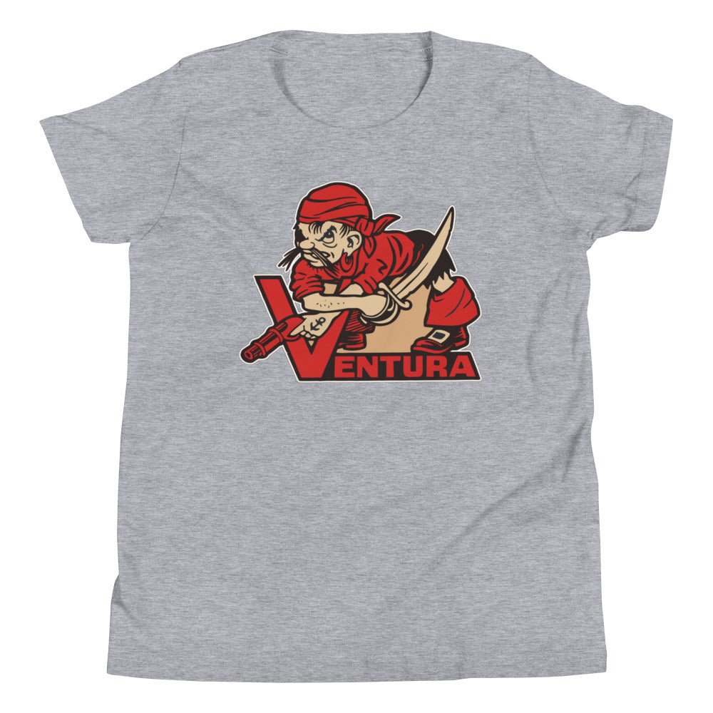 Vintage Ventura College Kids Youth Shirt - 1950s Pirate Mascot Art Youth Staple Tee - rivalryweek