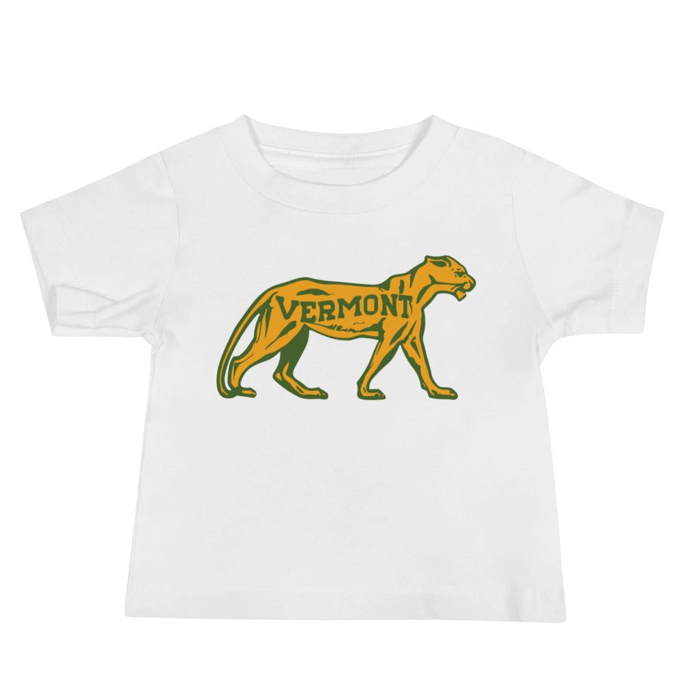 Vintage Vermont Catamount Baby T Shirt - 1940s Classic Cat Art Baby Staple Tee - Rivalry Week