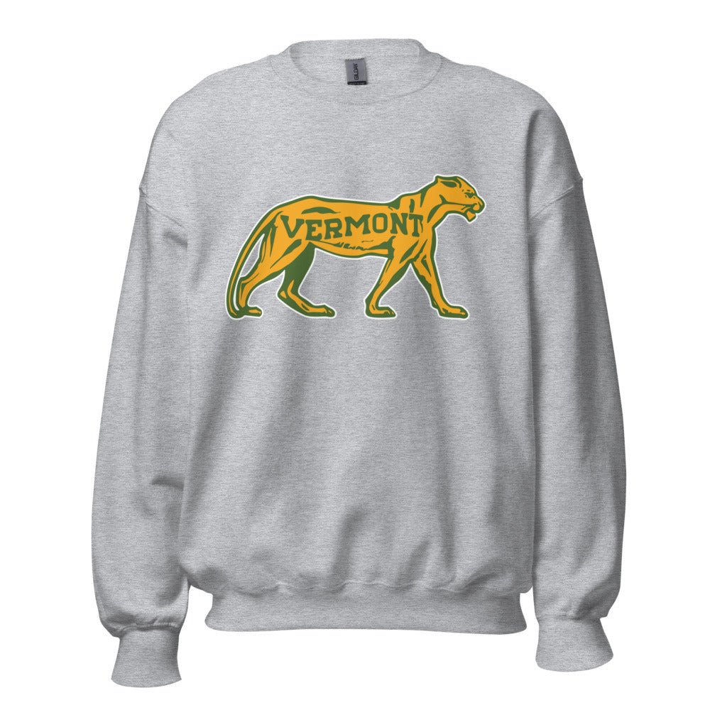 Vintage Vermont Catamount Crew Neck Sweatshirt - 1940s Classic Cat Art Sweatshirt - Rivalry Week