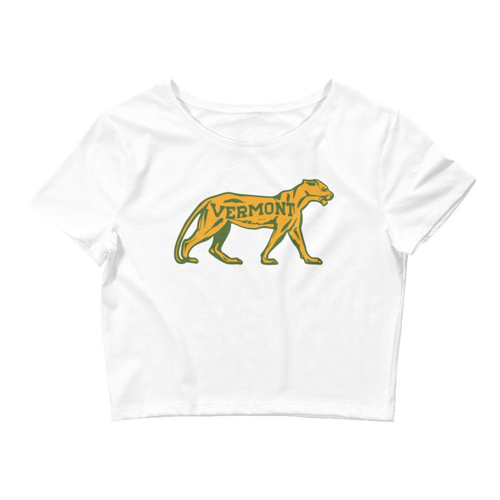 Vintage Vermont Catamount Crop Top - 1940s Classic Cat Art Crop Top - Rivalry Week