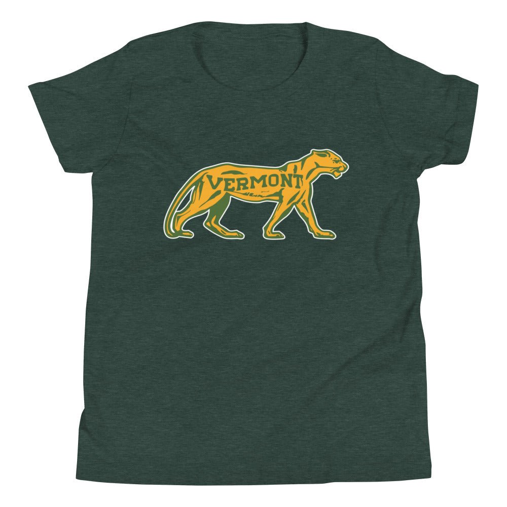 Vintage Vermont Catamount Kids Youth Shirt - 1940s Classic Cat Art Youth Staple Tee - Rivalry Week