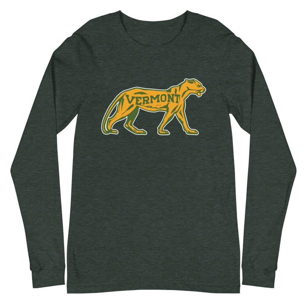 Vintage Vermont Catamount Long Sleeve Shirt - 1940s Classic Cat Art Long Sleeve Shirt - Rivalry Week