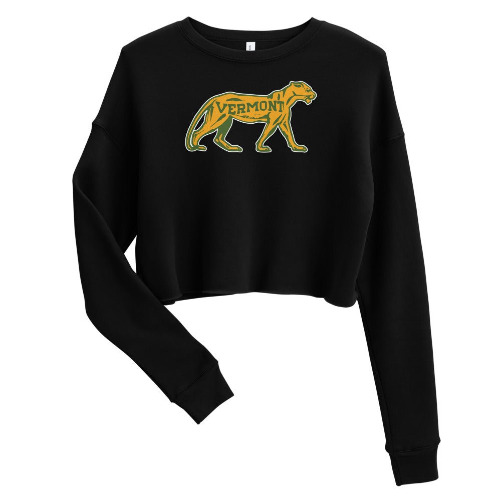 Vintage Vermont Catamount Women's Cropped Sweatshirt - 1940s Classic Cat Art Cropped Sweatshirt - Rivalry Week