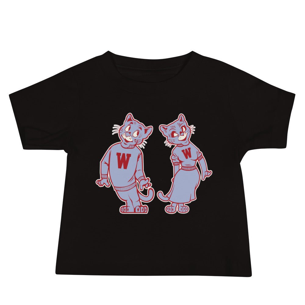 Vintage Washington State Baby T Shirt - 1950s Couple 'a Cougar Coeds Art Baby Staple Tee - rivalryweek