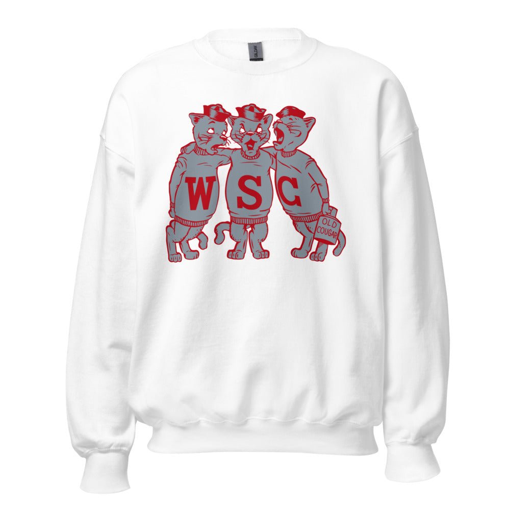 Vintage Washington State Crew Neck Sweatshirt - 1950s Old Cougar Choir Art Sweatshirt - rivalryweek