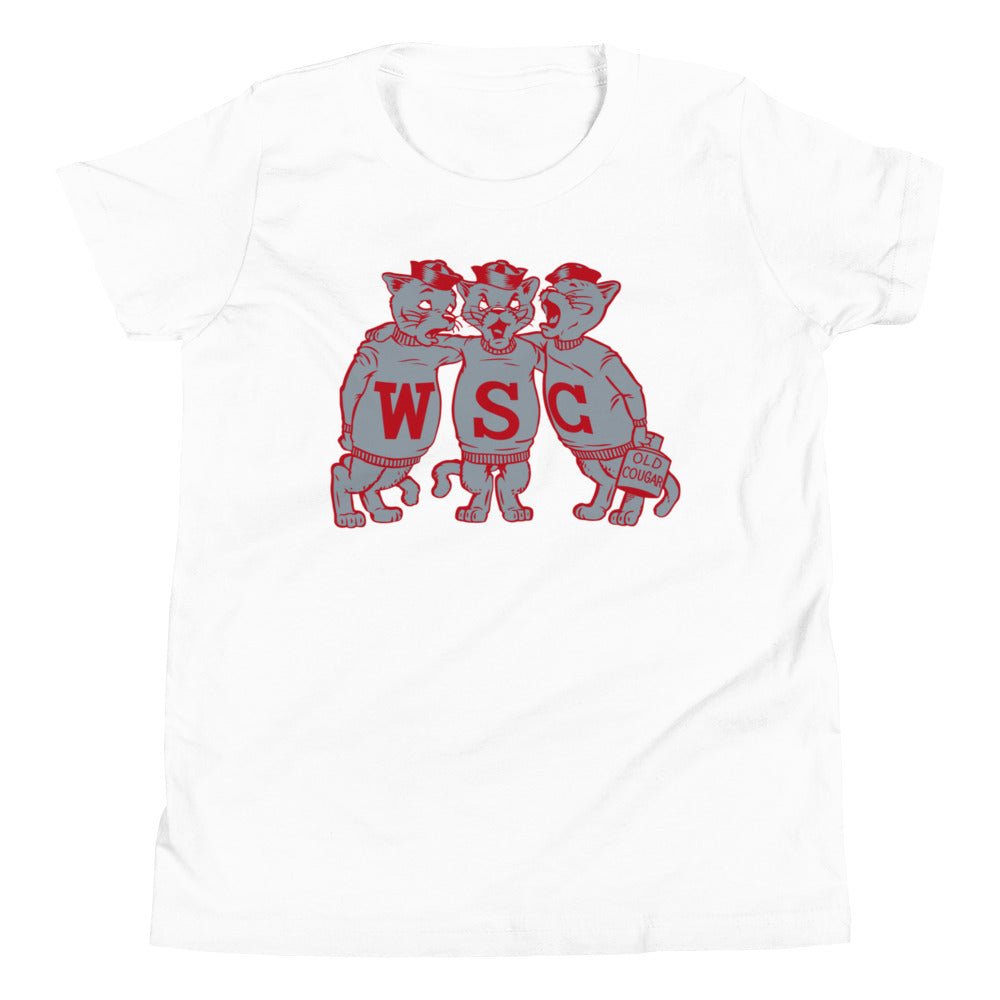 Vintage Washington State Kids Youth Shirt - 1950s Old Cougar Choir Art Youth Staple Tee - rivalryweek