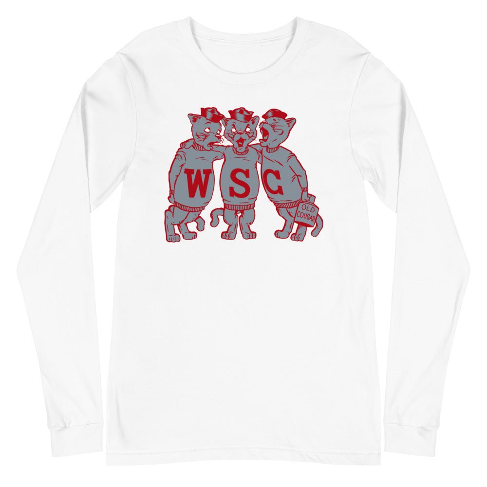 Vintage Washington State Long Sleeve Shirt - 1950s Old Cougar Choir Art Long Sleeve Shirt - rivalryweek