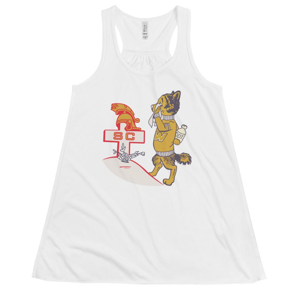 Vintage Washington USC Rivalry Women's Flowy Tank Top - 1940s Huskies vs. Trojan Rivalry Art W Tank Top - rivalryweek