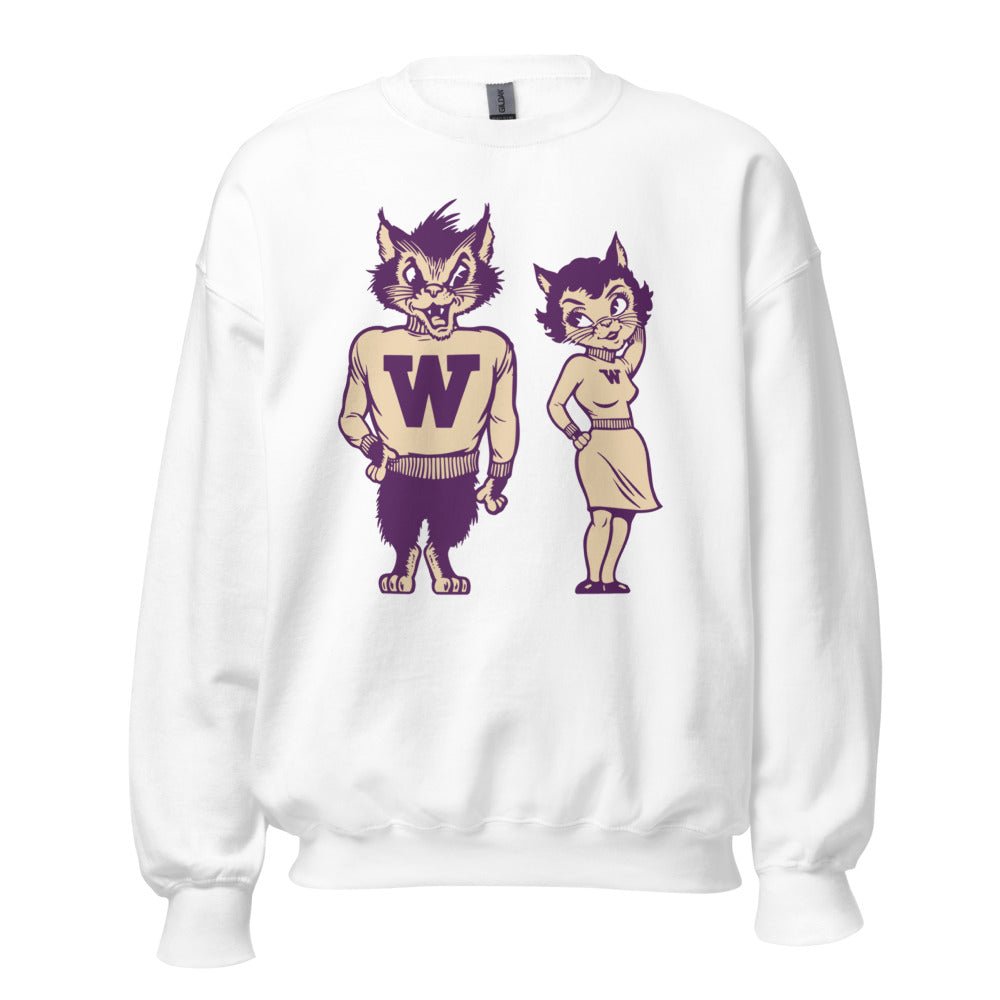 Vintage Weber State Mascots Crew Neck Sweatshirt - 1950s Wildcats in Love Art Sweatshirt - Rivalry Week