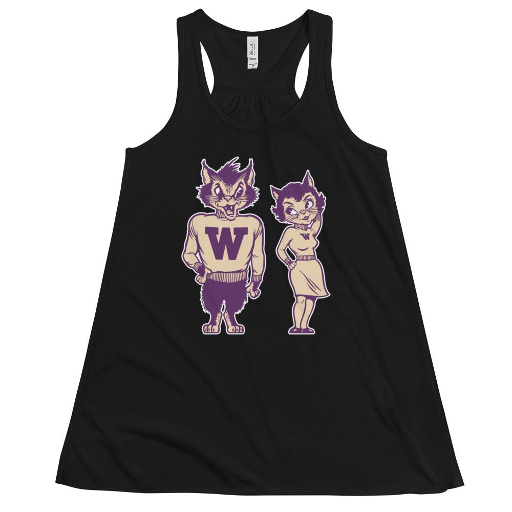 Vintage Weber State Mascots Women's Flowy Tank Top - 1950s Wildcats in Love Art W Tank Top - Rivalry Week