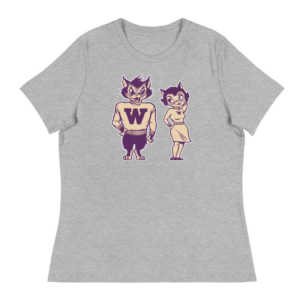 Vintage Weber State Mascots Women's Relaxed Shirt - 1950s Wildcats in Love Art W Relaxed T Shirt - Rivalry Week