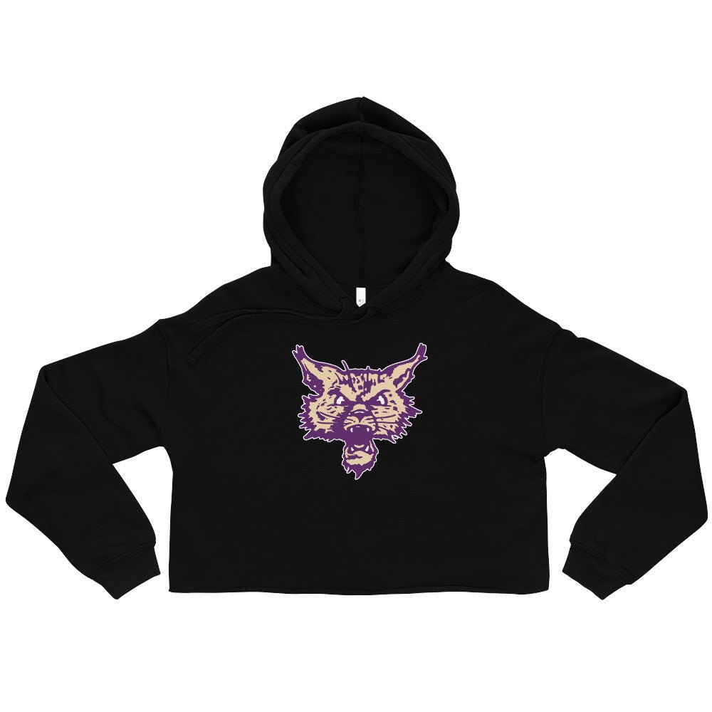 Vintage Weber State Women's Cropped Hoodie - 1950s Wild Cat Art Cropped Hoodie - Rivalry Week