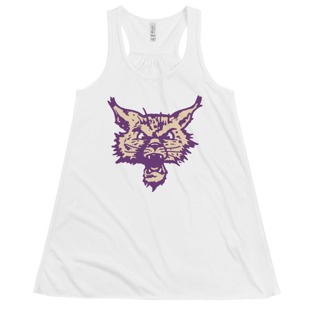 Vintage Weber State Women's Flowy Tank Top - 1950s Wild Cat Art W Tank Top - Rivalry Week