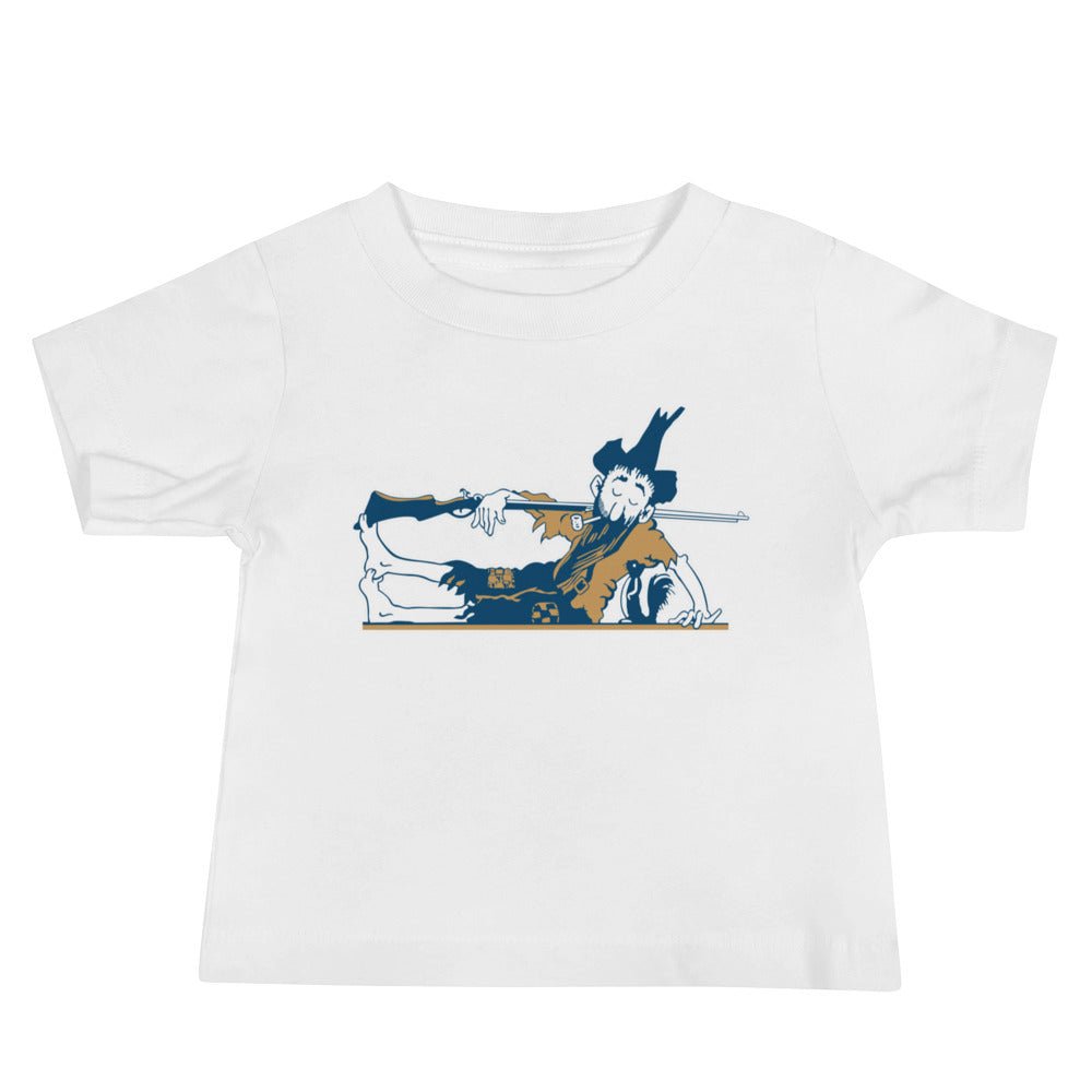 Vintage West Virginia Baby T Shirt - 1950s Vintage Snoozing Mountaineer Art Baby Staple Tee - rivalryweek