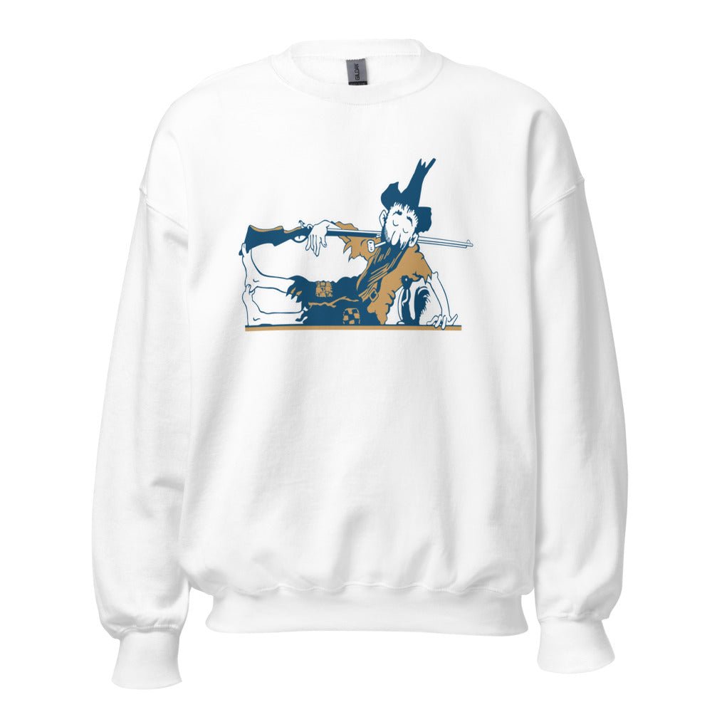 Vintage West Virginia Crew Neck Sweatshirt - 1950s Vintage Snoozing Mountaineer Art Sweatshirt - rivalryweek