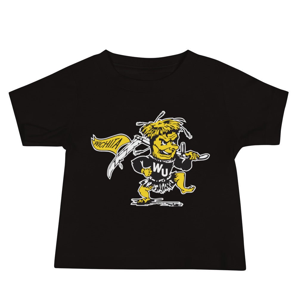 Vintage Wichita Shocker Baby T Shirt - 1940s Vintage Wichita Shocker Saber n Flag Art Baby Staple Tee - rivalryweek