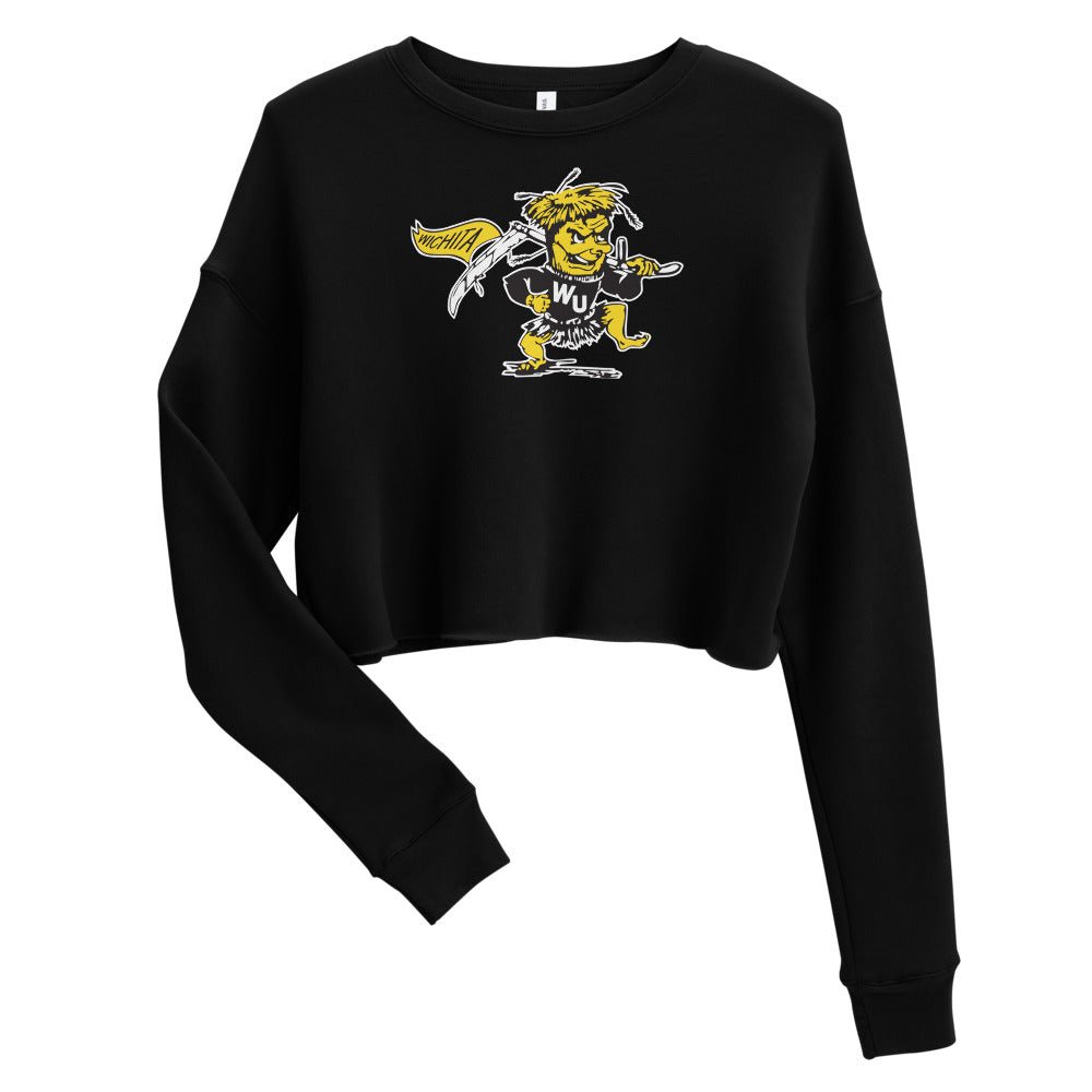 Vintage Wichita Shocker Women's Cropped Sweatshirt - 1940s Vintage Wichita Shocker Saber n Flag Art Cropped Sweatshirt - rivalryweek