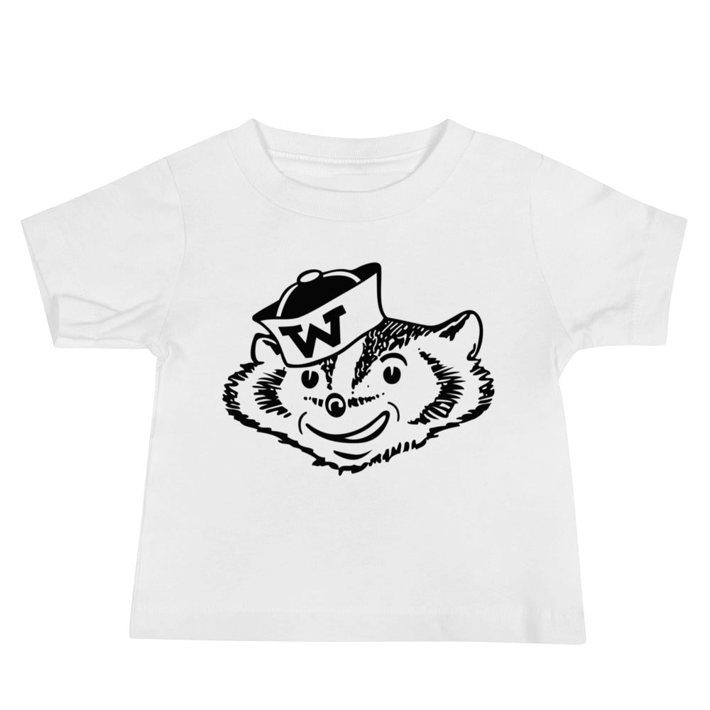 Vintage Wisconsin Baby T Shirt - 1950s Bucky Badger Sailor Art Baby Staple Tee - Rivalry Week