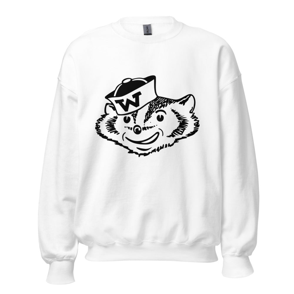 Vintage Wisconsin Crew Neck Sweatshirt - 1950s Bucky Badger Sailor Art Sweatshirt - Rivalry Week