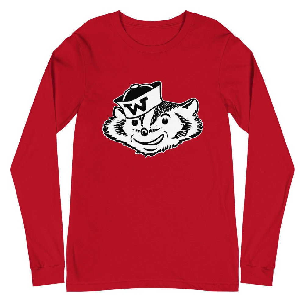 Vintage Wisconsin Long Sleeve Shirt - 1950s Bucky Badger Sailor Art Long Sleeve Shirt - Rivalry Week