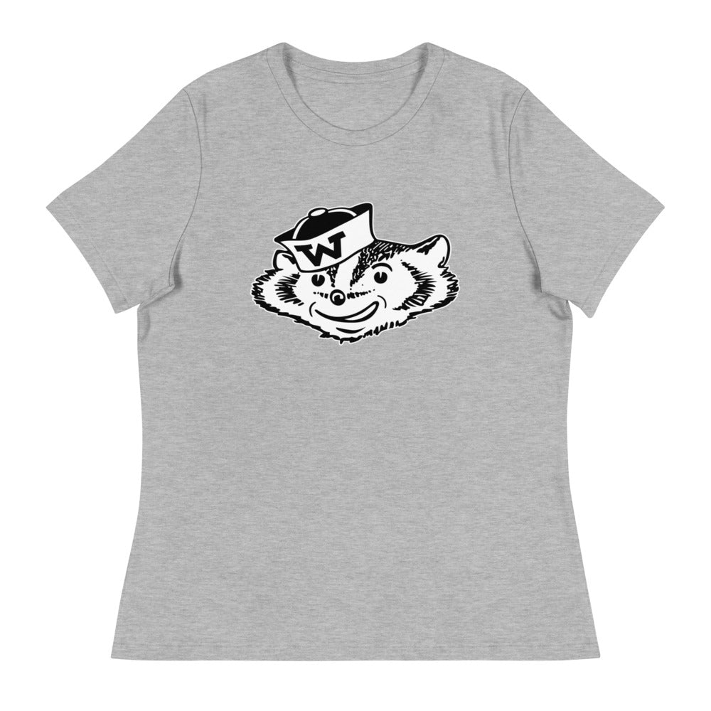 Vintage Wisconsin Women's Relaxed Shirt - 1950s Bucky Badger Sailor Art W Relaxed T Shirt - Rivalry Week