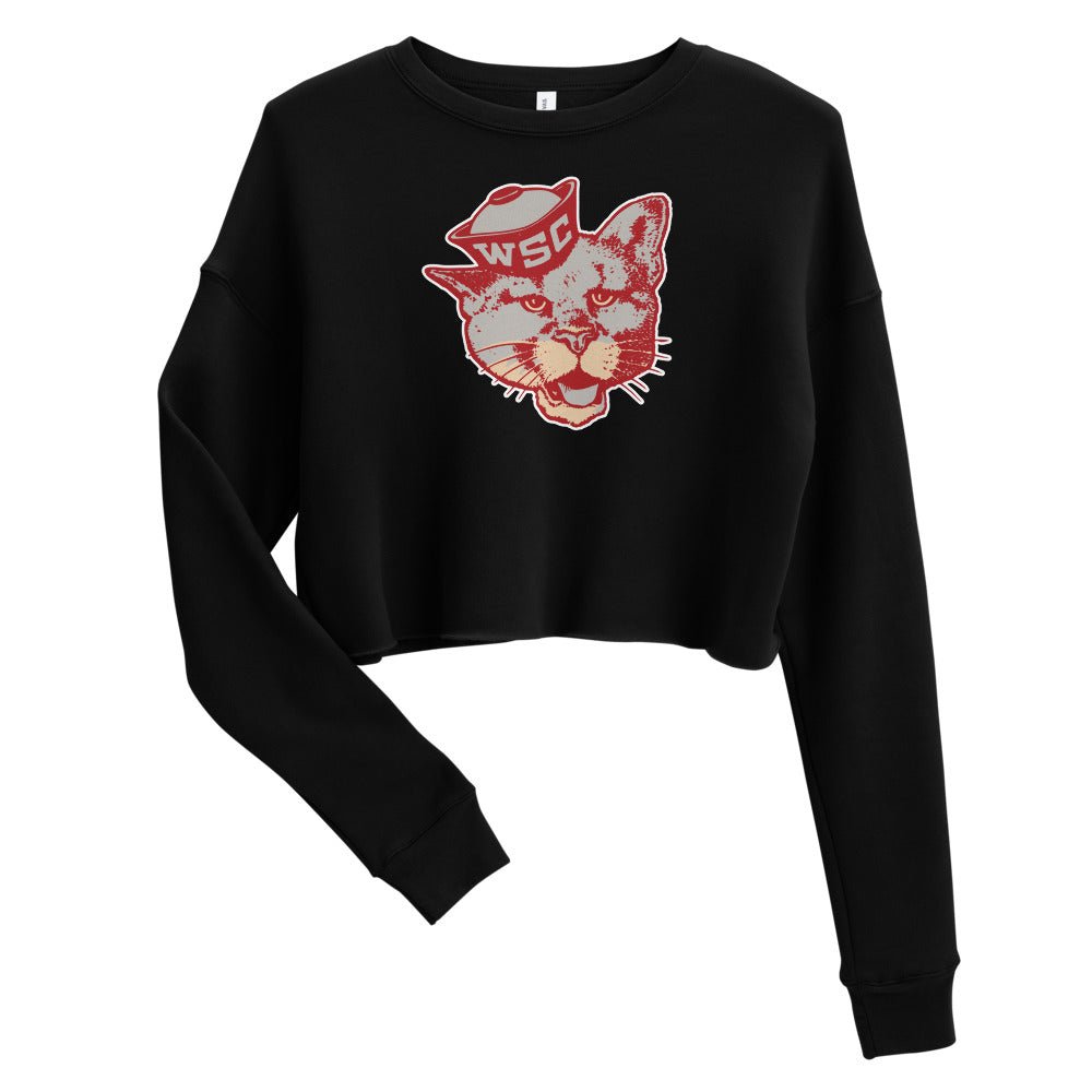 Vintage WSU Women's Cropped Sweatshirt - 1950s Sailor Cougar Art Cropped Sweatshirt - rivalryweek