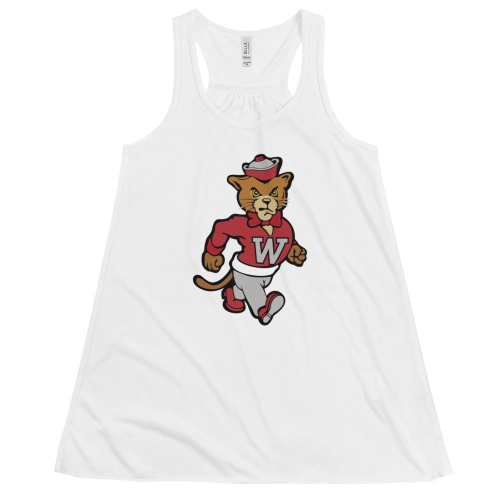 Vintage WSU Women's Flowy Tank Top - 1950s Marching Cougar Mascot Art W Tank Top - rivalryweek