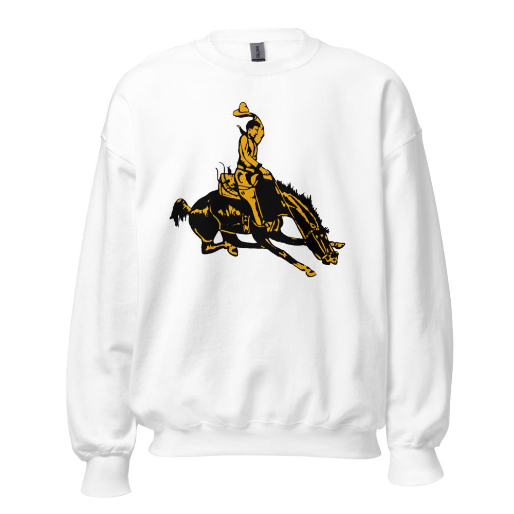 Vintage Wyoming Cowboys Crew Neck Sweatshirt - 1940s Classic Cowboy Art Sweatshirt - rivalryweek