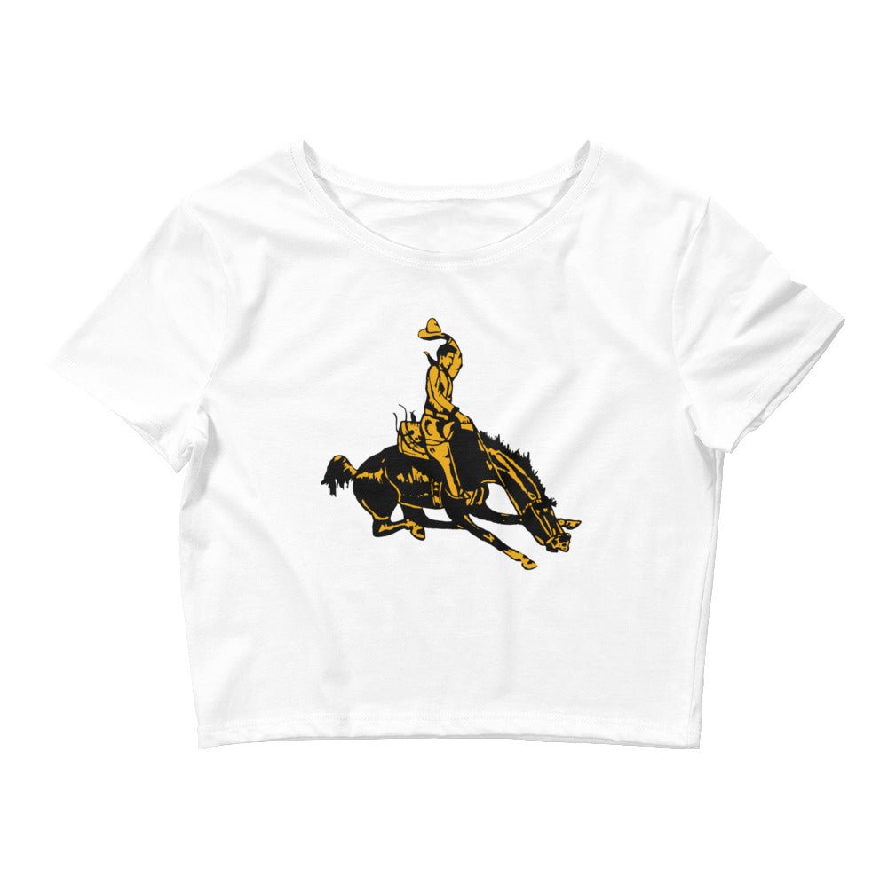 Vintage Wyoming Cowboys Crop Top - 1940s Classic Cowboy Art Crop Top - rivalryweek