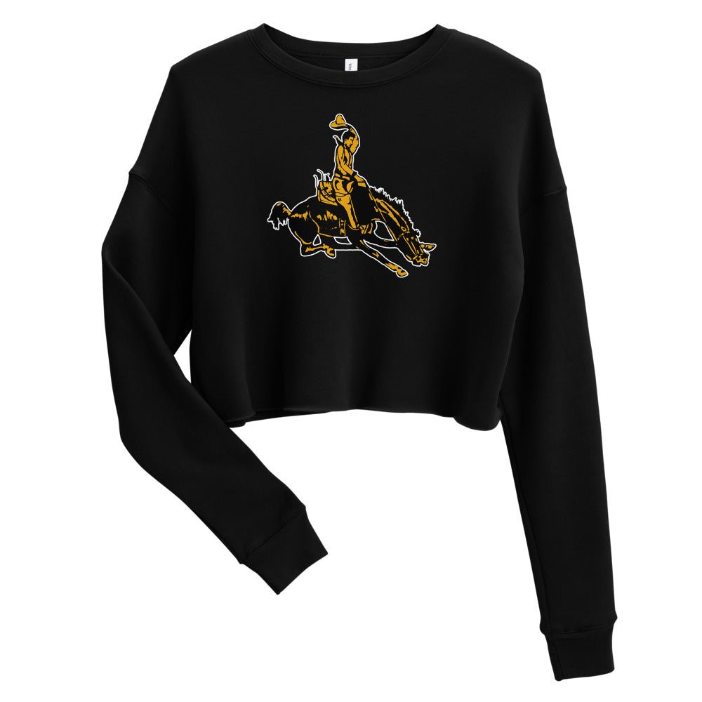 Vintage Wyoming Cowboys Women's Cropped Sweatshirt - 1940s Classic Cowboy Art Cropped Sweatshirt - rivalryweek