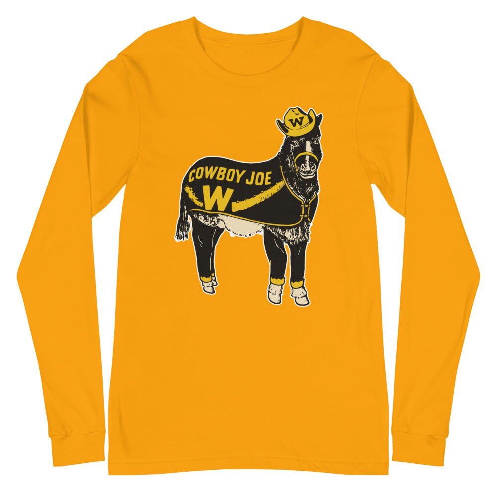 Vintage Wyoming Mascot Long Sleeve Shirt - 1940s Cowboy Joe Art Long Sleeve Shirt - rivalryweek