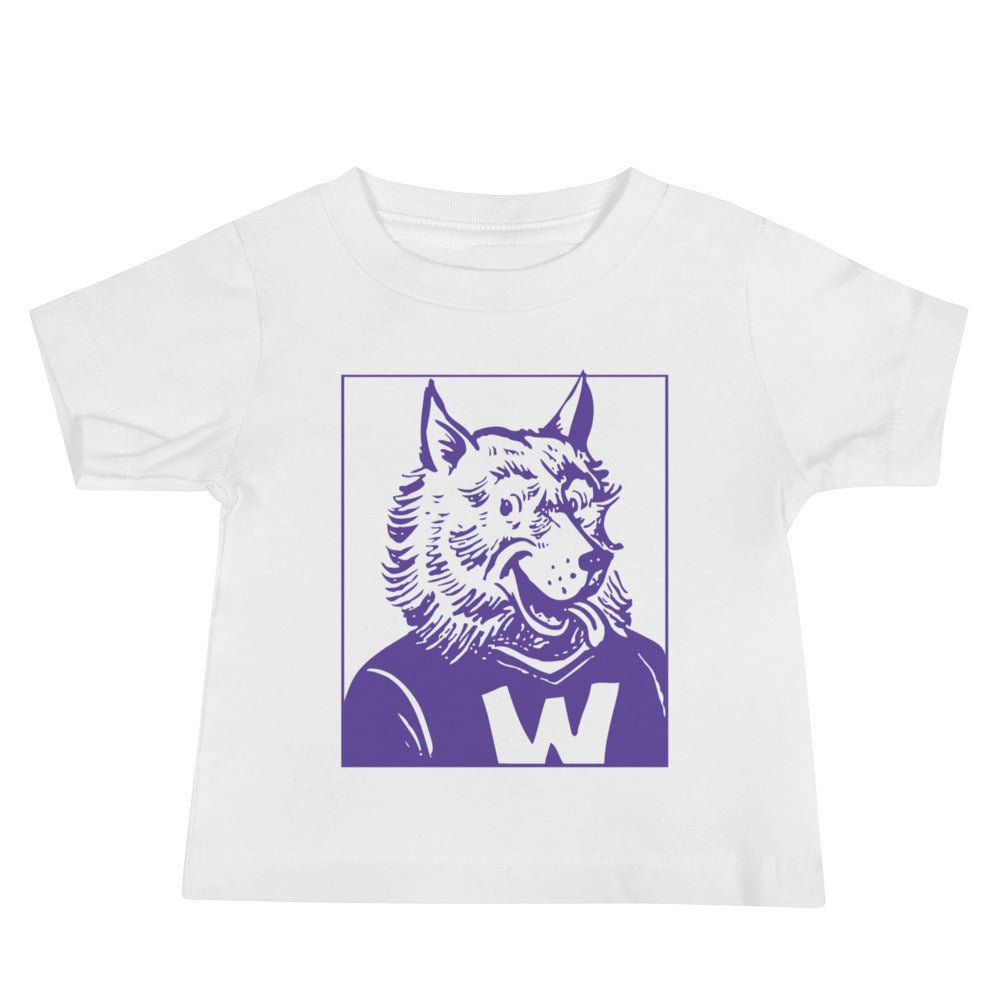 Washington Husky Baby T Shirt - 1959 Happy Husky Art Baby Staple Tee - rivalryweek