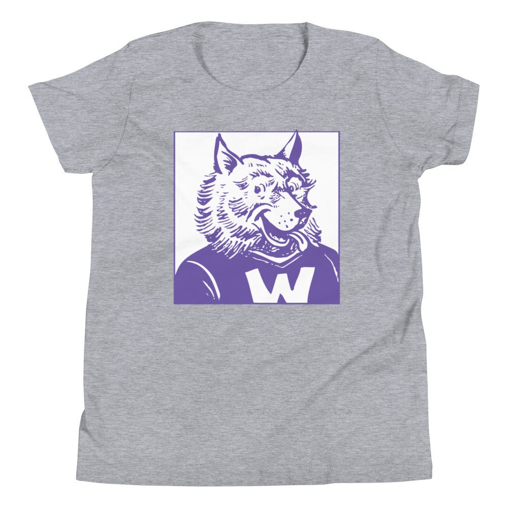 Washington Husky Kids Youth Shirt - 1959 Happy Husky Art Youth Staple Tee - rivalryweek