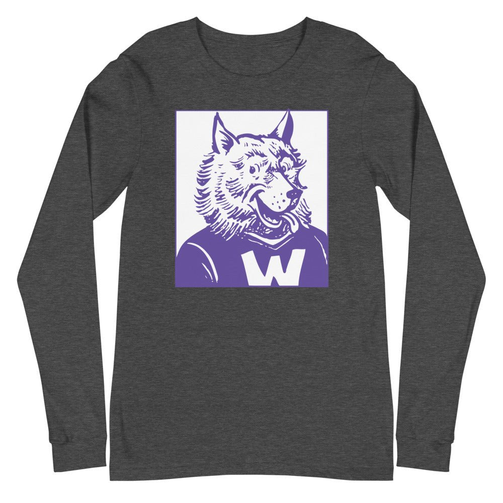 Washington Husky Long Sleeve Shirt - 1959 Happy Husky Art Long Sleeve Shirt - rivalryweek