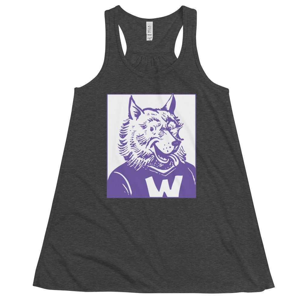 Washington Husky Women's Flowy Tank Top - 1959 Happy Husky Art W Tank Top - rivalryweek