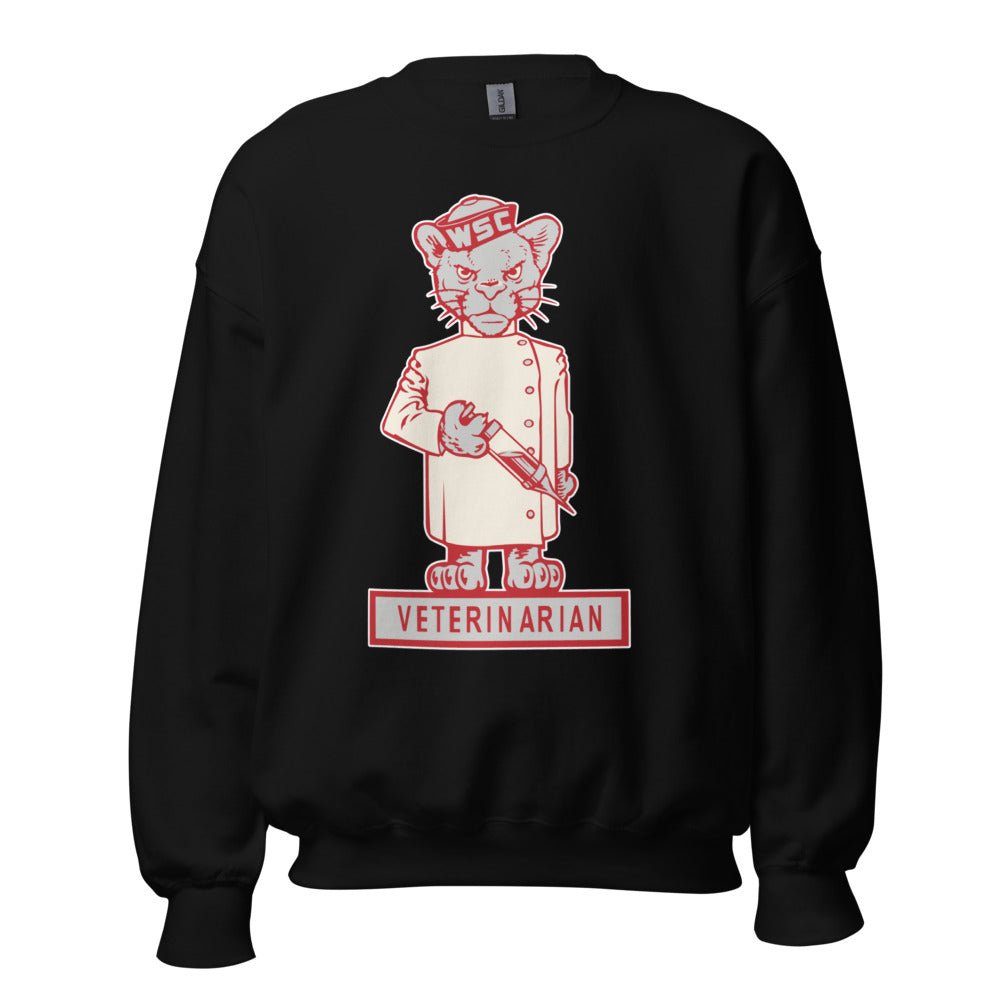 WSU Vintage Crew Neck Sweatshirt - 1950s Doctor Cougar Alt Mascot Art Sweatshirt - rivalryweek