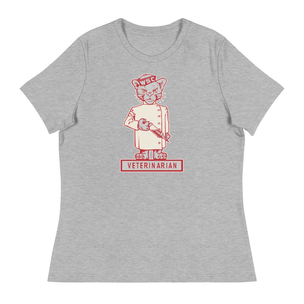 WSU Vintage Women's Relaxed Shirt - 1950s Doctor Cougar Alt Mascot Art W Relaxed T Shirt - rivalryweek