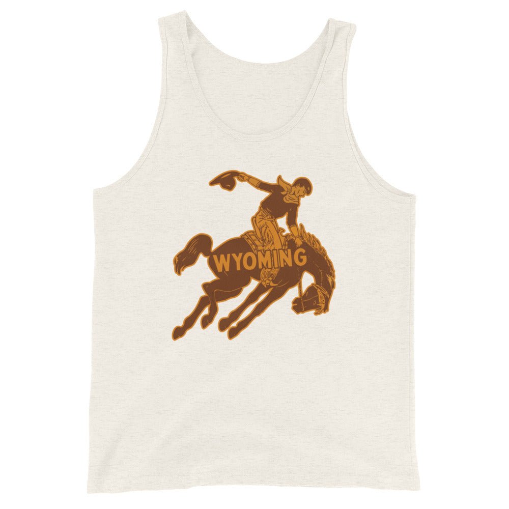 Wyoming Cowboys Vintage Men's Tank Top - 1940s Ride 'em Cowboy Art Mens Tank Top - rivalryweek