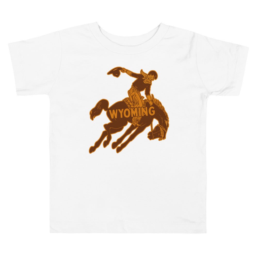 Wyoming Cowboys Vintage Toddler T Shirt - 1940s Ride 'em Cowboy Art Toddler Staple Tee - rivalryweek