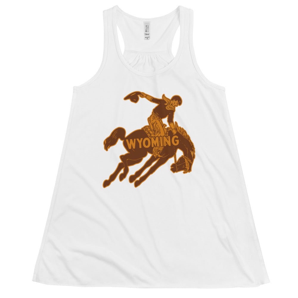 Wyoming Cowboys Vintage Women's Flowy Tank Top - 1940s Ride 'em Cowboy Art W Tank Top - rivalryweek